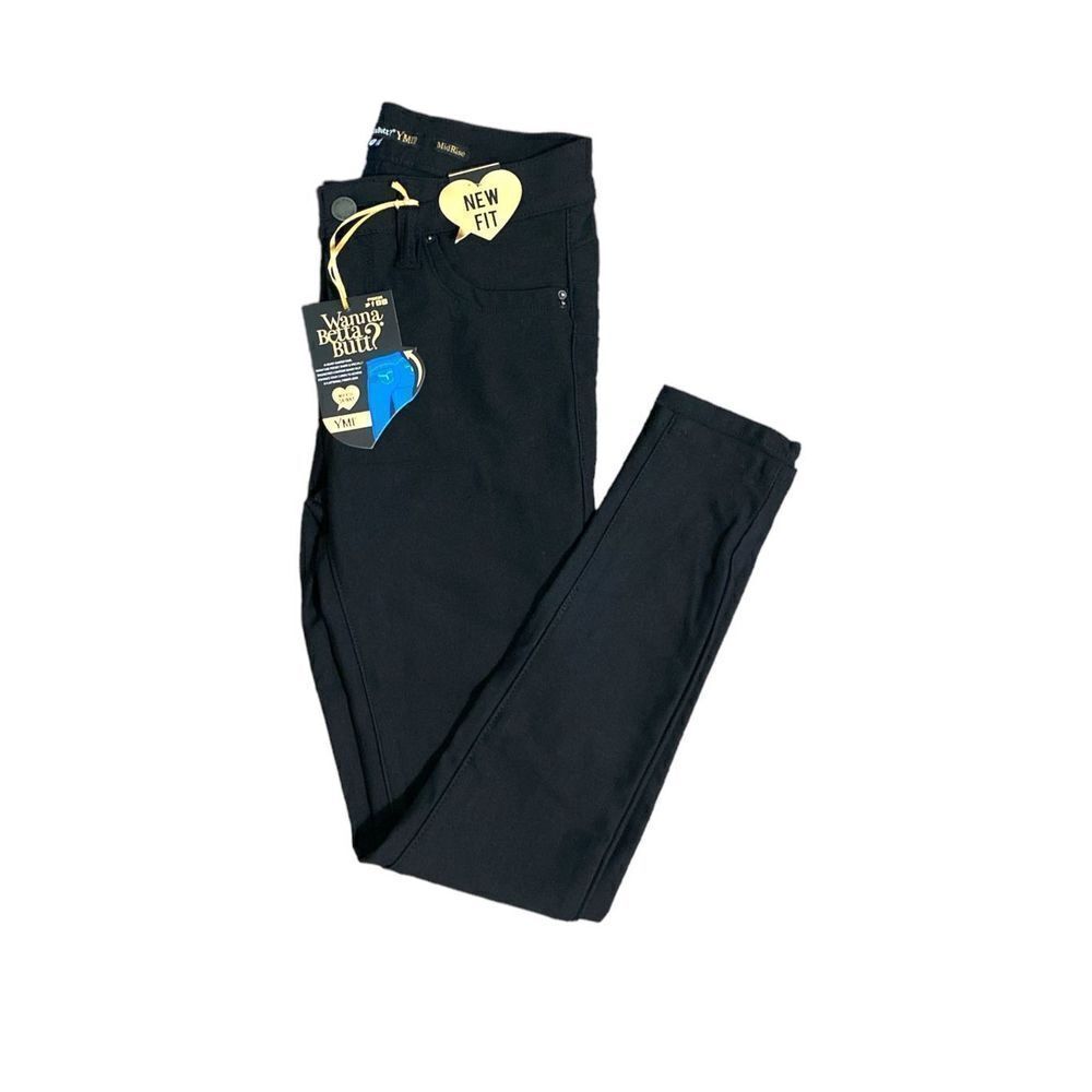 New YMI Youth Black WannaBettaButt Mid Rise Skinny Black Denim Jeans Size 9
